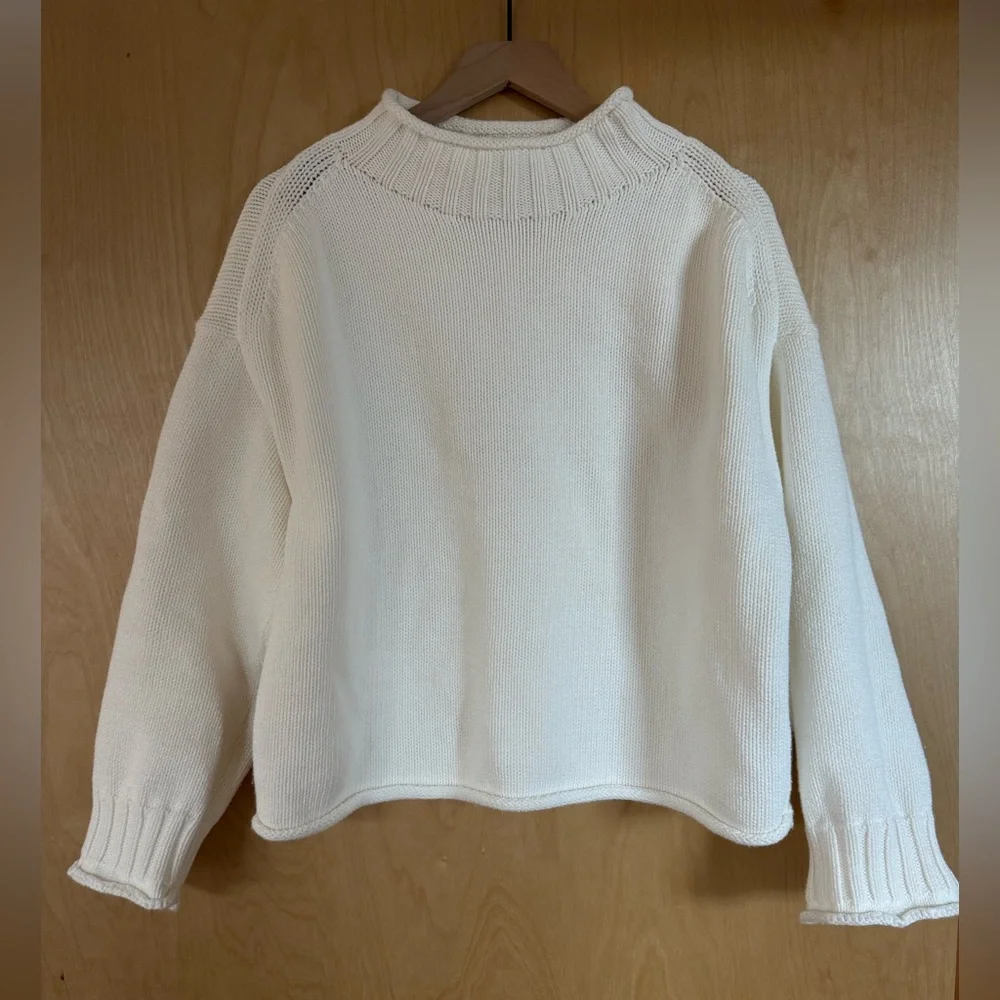 J. Crew 2025 Rollneck Sweater Ivory 100% Cotton - Picture 2 of 6